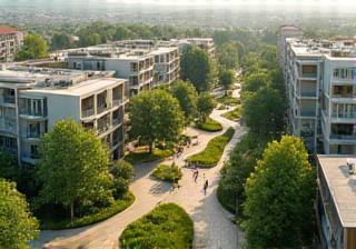 Vue aérienne de l’écoquartier Villeurbanne